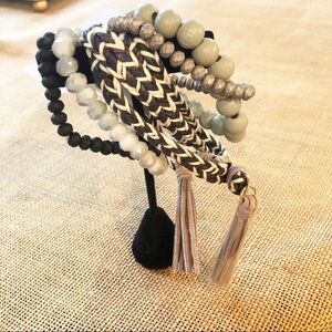 Stack Layering 5 Bracelets NWT Blue / Black / Gray